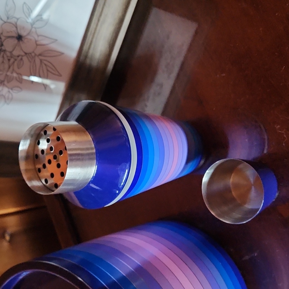 nwt jonathan Adler Scala Blue Cocktail Shaker Plus Ice Bucket - Picture 7 of 7